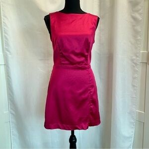 House of Harlow raspberry pink sleeveless satin V back mini dress Sz 6 NWOT